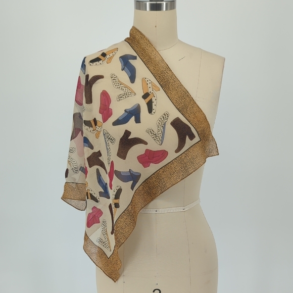 01512 Echo Shoes Animal Print Silk Square Scarf Tan cowgirl western rustic boho - Picture 2 of 7